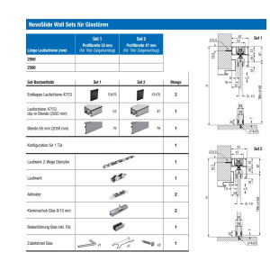Novoferm Schiebetür-Laufschienensystem NovoSlide Wall für Glastürblätter
