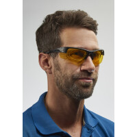 Wolfcraft Bildschirmschutzbrille mit Bügeln gelb getönt