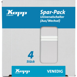 Kopp VENEDIG – Universalschalter (Aus-/Wechsel), Farbe: Reinweiß, Profi-Pack: 4 Stück