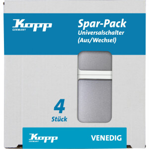 Kopp VENEDIG – Universalschalter (Aus-/Wechsel), Farbe: Platin, Profi-Pack: 4 Stück