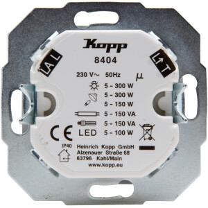Kopp ATHENIS – INFRAcontrol T 180°, Infrarot-Bewegungsmelder, 2-Draht-Gerät, 5–300W, 50x50mm, Farbe: Grau matt
