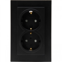 Kopp ATHENIS – 2fach Schutzkontakt Steckdose mit Berührungsschutz, Farbe: Schwarz matt