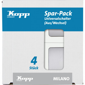Kopp MILANO – Universalschalter (Aus-/Wechsel), Farbe: Stahl, Profi-Pack: 4 Stück