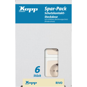 Kopp RIVO – Schutzkontakt-Steckdose, Farbe: Weiß, Profi-Pack: 6 Stück