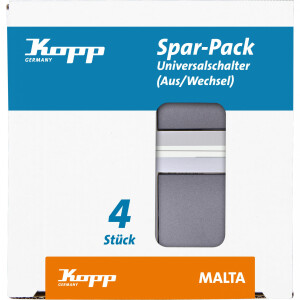 Kopp MALTA – Universalschalter (Aus-/Wechsel), Farbe: Anthrazit, Profi-Pack: 4 Stück