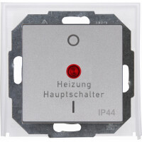Kopp ATHENIS IP44 – Heizungshauptschalter, mit Aufdruck, Federplatte und Dichtungsring, Farbe: Stahl
