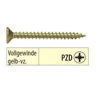 Spanplattenschrauben mit Vollgewinde gelb verzinkt PZD 4,0 x 25 mm 1.000 Stück